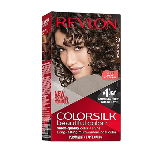Revlon Colorsilk Beautiful Color Permanent Hair Color, Long-Lasting High-Definition Color, Shine & Silky Softness with 100% Gray Coverage, Ammonia