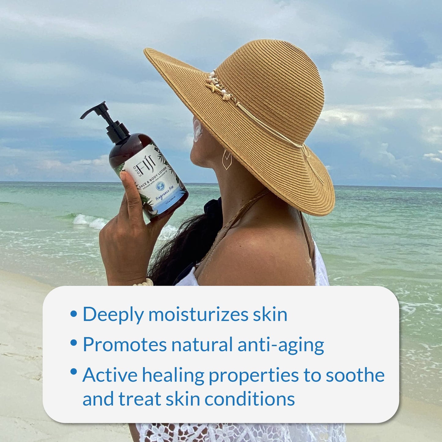 Coco Fiji Face & Body Lotion Infused With Coconut Oil | Lotion for Dry Skin | Moisturizer Face Cream & Massage Lotion for Women & Men | Fragrance Free