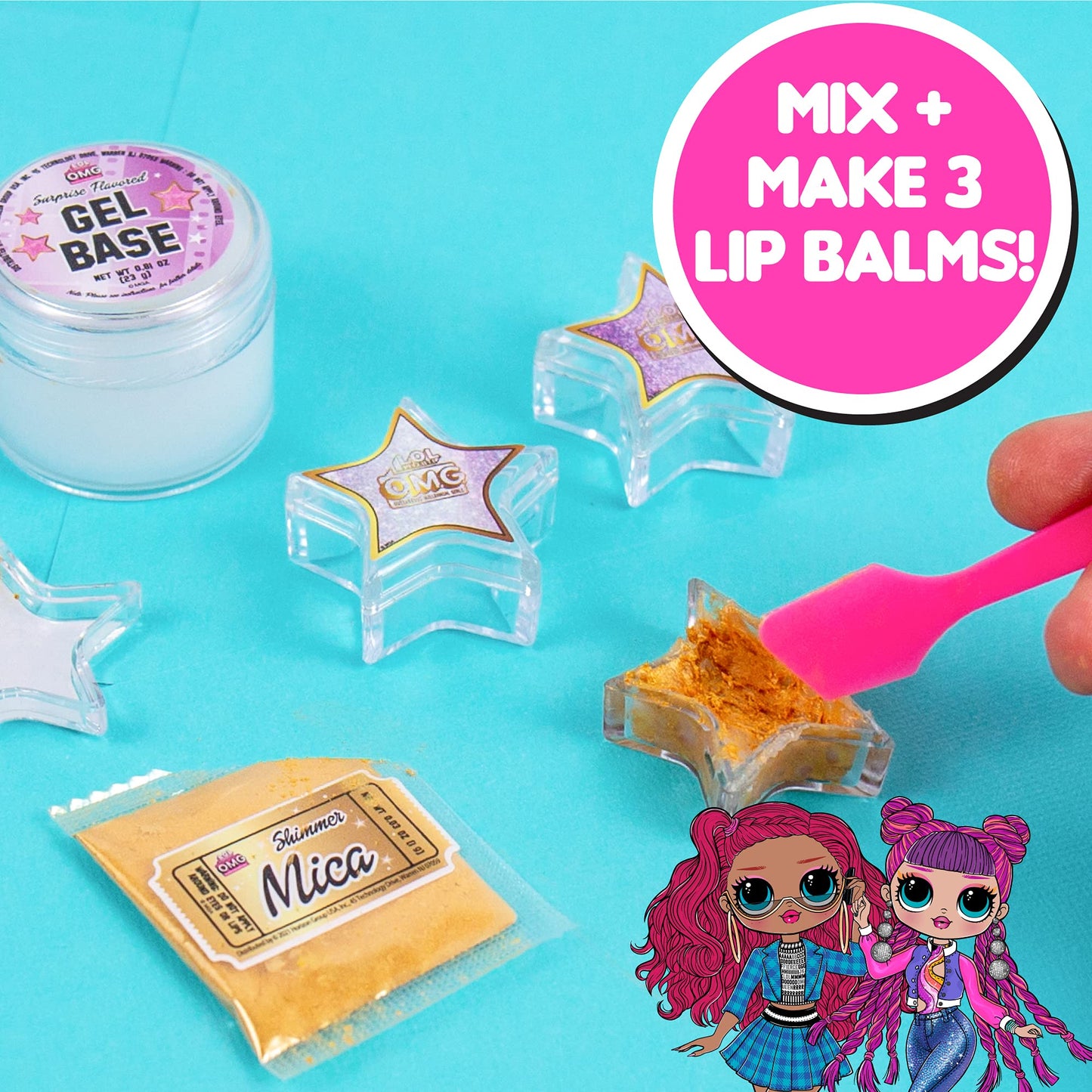 L.O.L. Surprise! O.M.G. 2-in-1 Lip & Nail Studio by Horizon Group USA, Double Feature Series, DIY Beauty Kit for Kids, Create 3 L.O.L. Surprise Lip