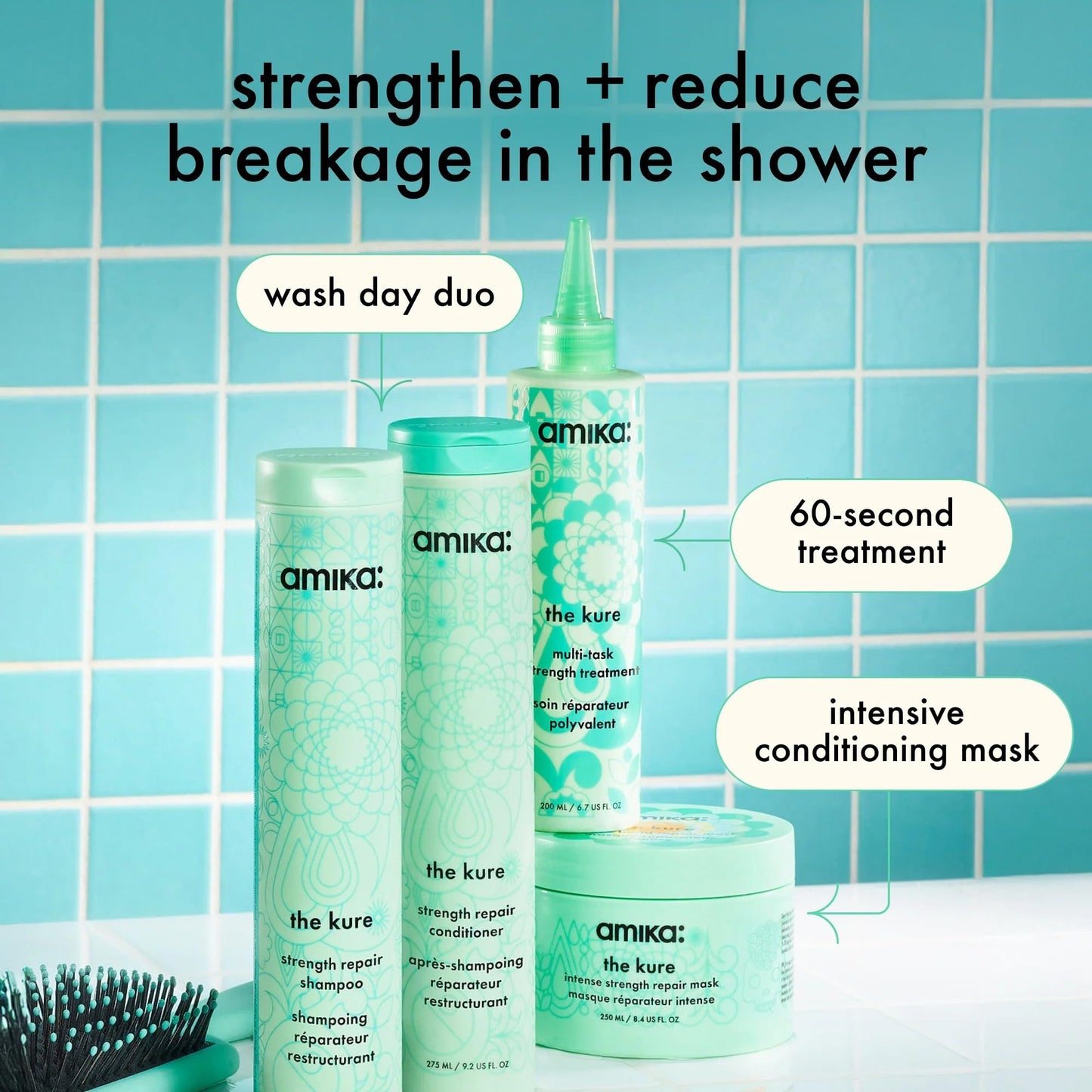amika the kure strength repair shampoo, 275ml