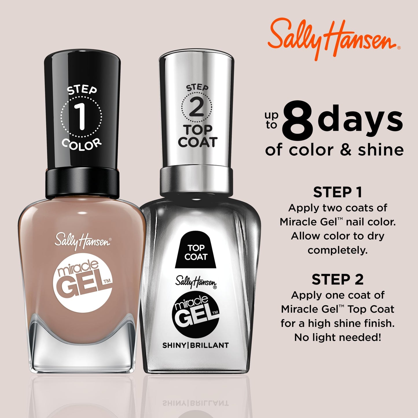 Sally Hansen Miracle Gel Salon Quality Nail Polish | Gel-Like Formula, Two-Step System, No UV Light Needed, Long Lasting | Opaque, Glossy | 212 Mocha Beauty & Personal Care Sally Hansen