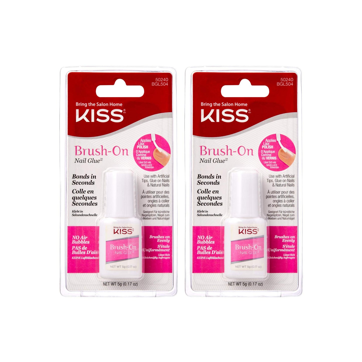 Kiss Powerflex Brush On Nail Glue 0.17 Ounce (Pack of 2)