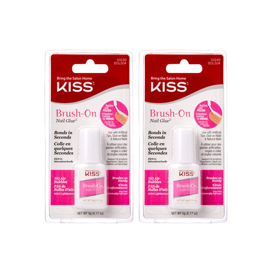 Kiss Powerflex Brush On Nail Glue 0.17 Ounce (Pack of 2)