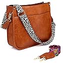 AUYOCO Vegan Leather Crossbody Bags for Women, Crossbody Purse with 2 Guitar Straps Zipped Pockets Handbag Shoulder Bag