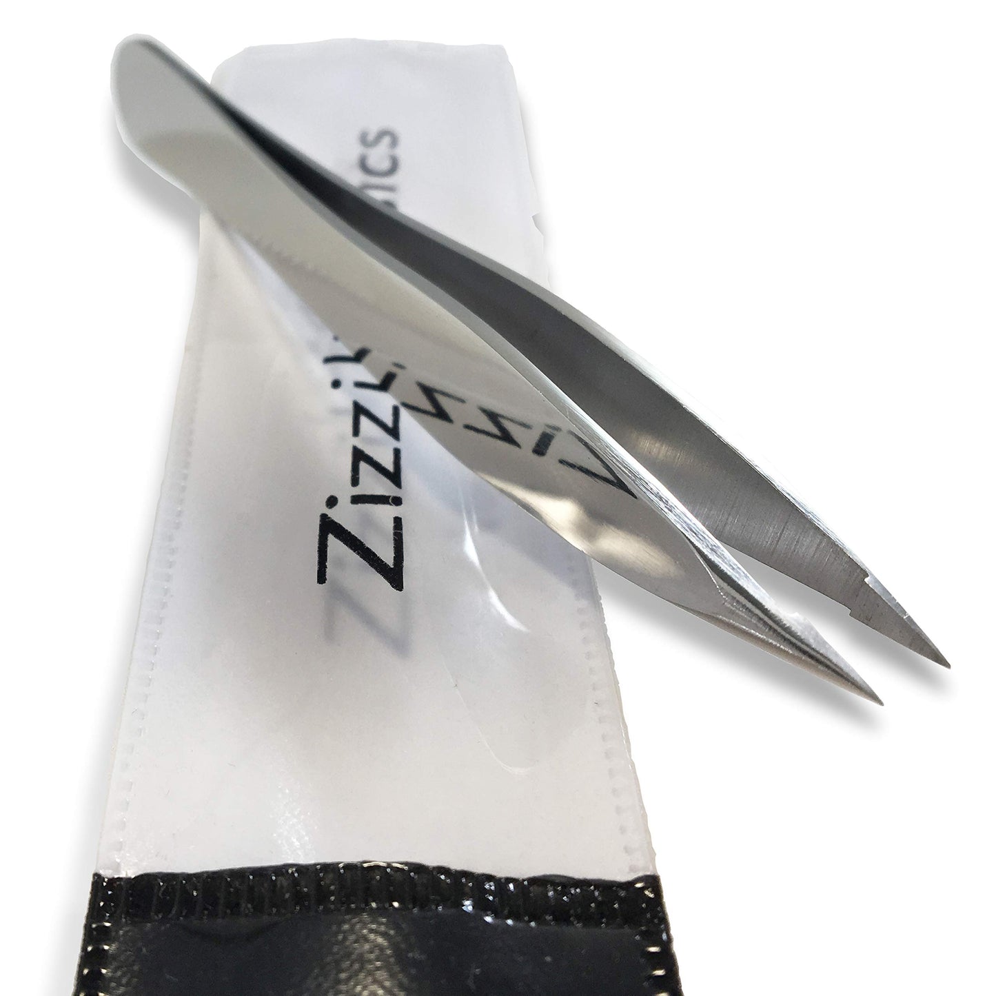 Zizzili Basics Elite Series Pointed Tweezers - Sharp Precision Tips + Surgical Grade Stainless Steel Tweezer for Professional Eyebrow and Facial Hair