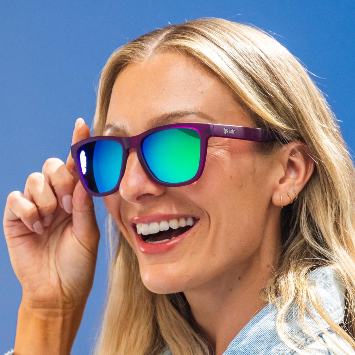 goodr Gardening with a Kraken Polarized Sunglasses, Medium Sized (OG), Dark Purple Translucent Lens with Light Green Mirrored Reflective Lens, UV400