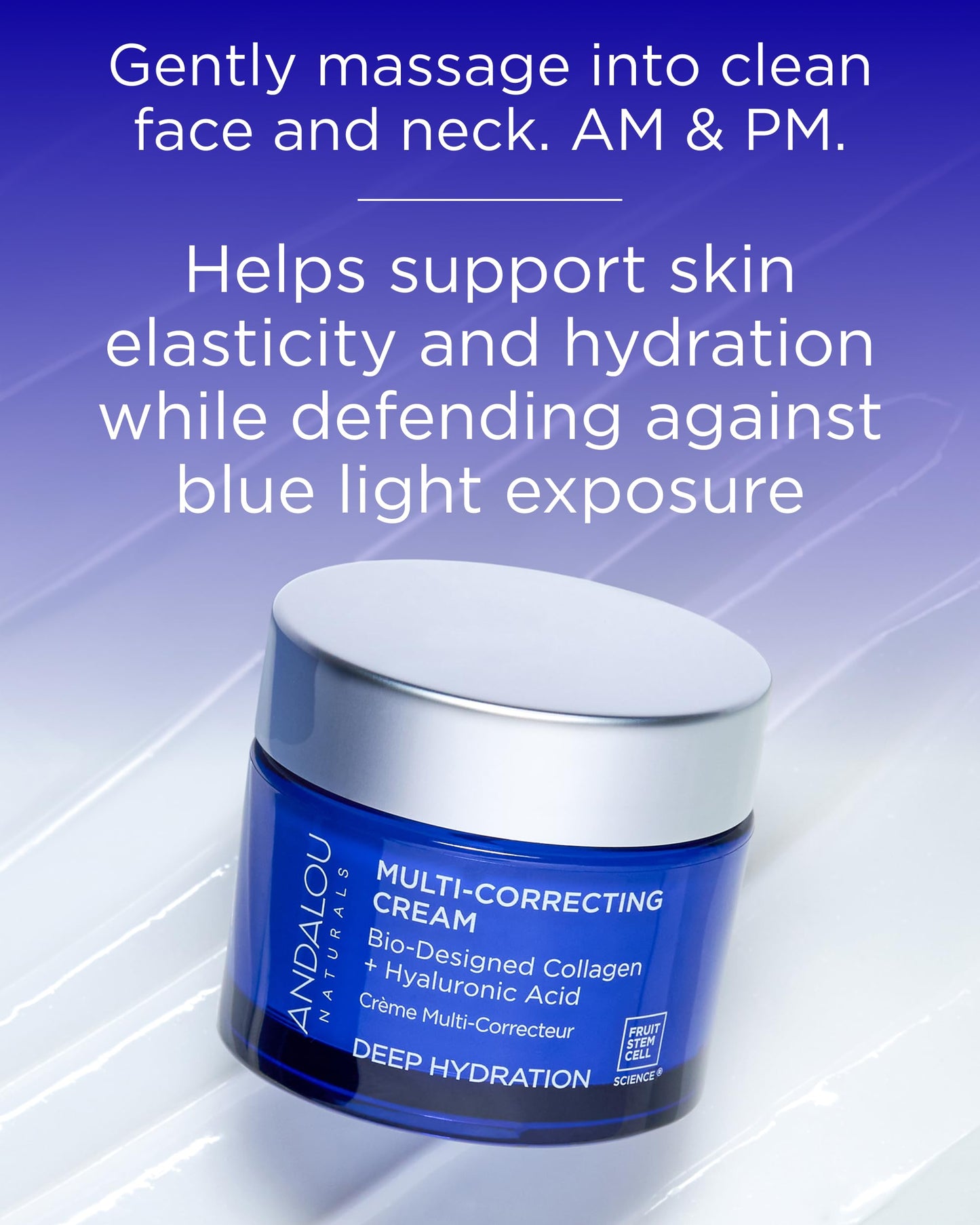 Andalou Naturals Deep Hydration Face Moisturizer Multi-Correcting Cream - Daily Skincare With Hyaluronic Acid, Vegan Collagen, & Fruit Stem Cells