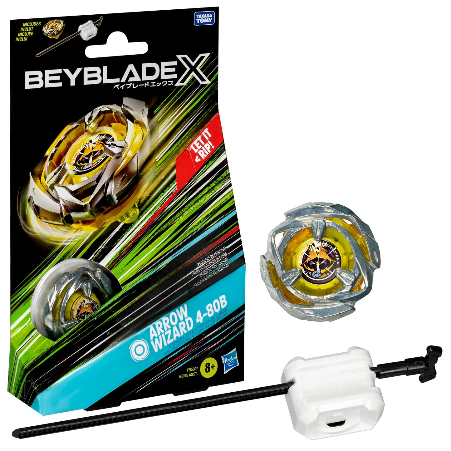 BEYBLADE X Arrow Wizard 4-80B Starter Pack Set with Stamina Type Right-Spinning Top and Launcher; Battling Top Toys for 8 Year Old Boys and Girls