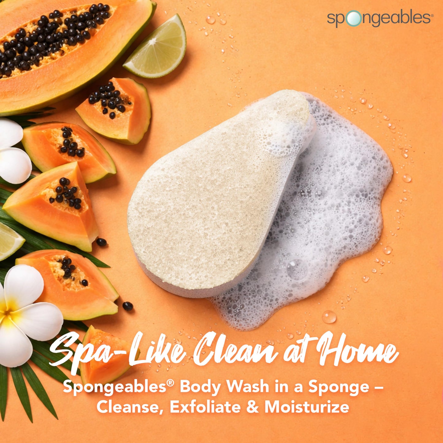 Spongeables Anti Cellulite Body Wash in a 20+ Wash Sponge, Papaya, 3 Count Beauty & Personal Care Spongeables