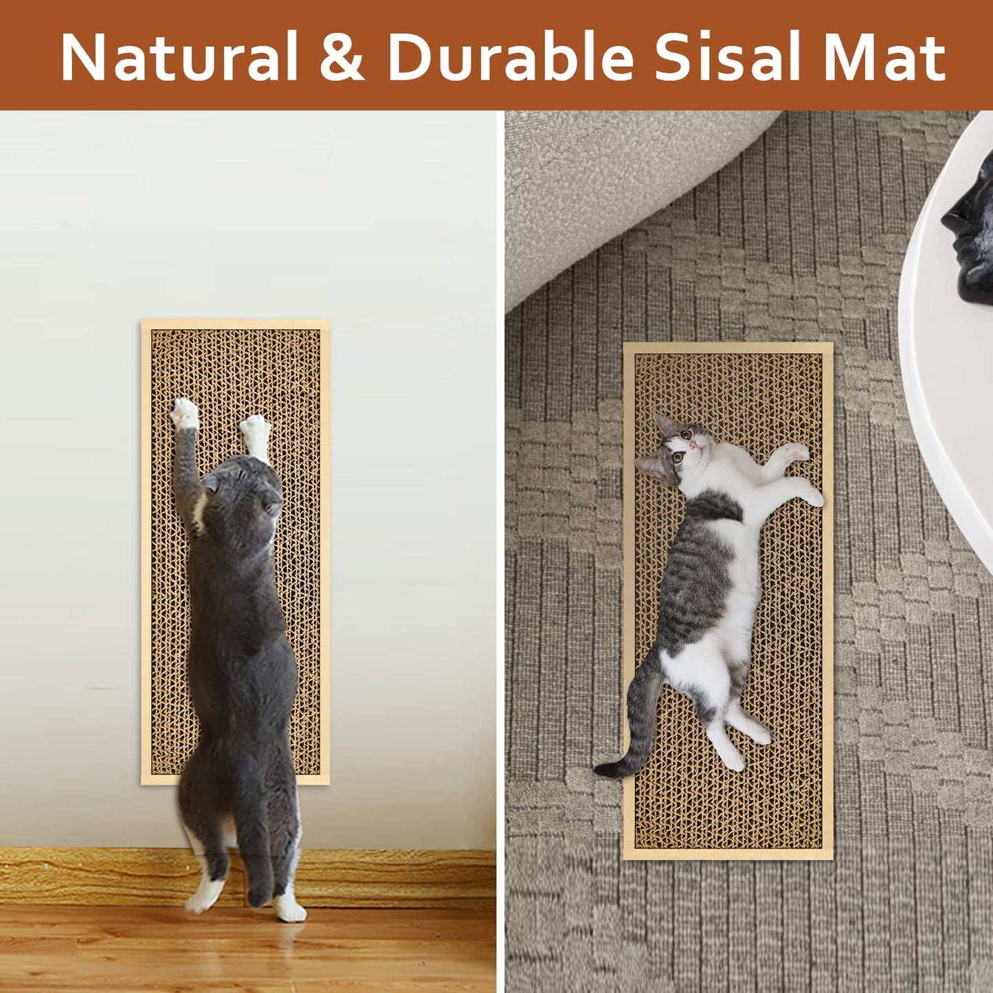 HappyFreeSX 2-Pack Splicing Cat Scratch Pads – Double-Sided Cardboard Scratchers for Indoor Cats & Kittens, Premium Durable Design