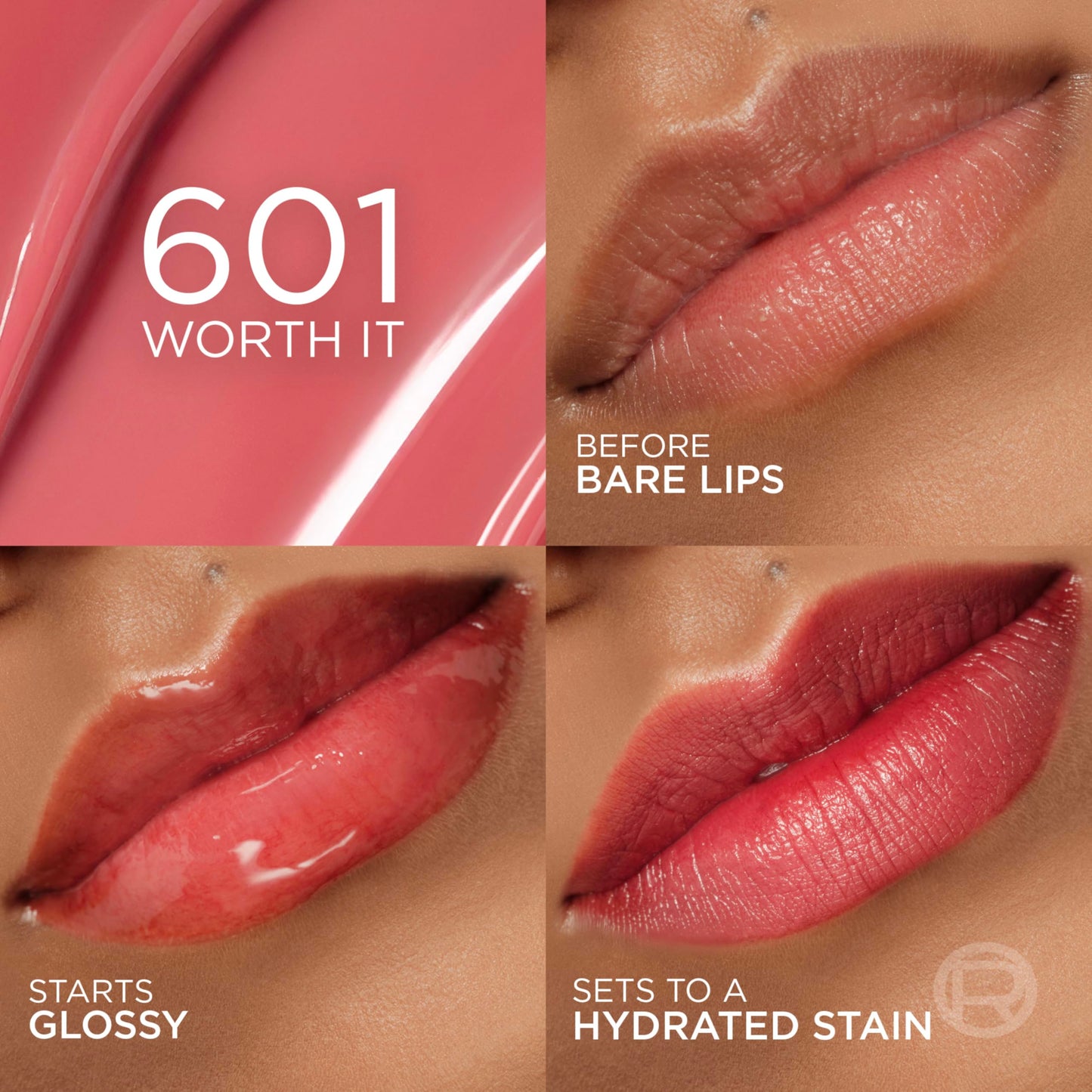 L'Oreal Paris Hyaluron Tint Lip Stain Serum, Long Lasting, Hydrating Lip Makeup Infused with Hyaluronic Acid, 601 Worth It (Pinky Nude) Beauty and Personal Care L'Oreal Paris
