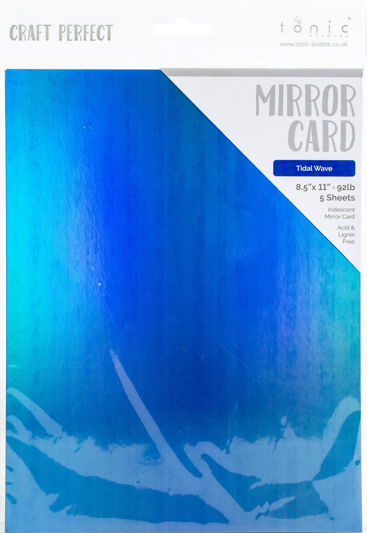 Craft Perfect Iridescent Mirror Cardstock 8.5"X11" 5/Pkg-Iridescent -Tidal Wave