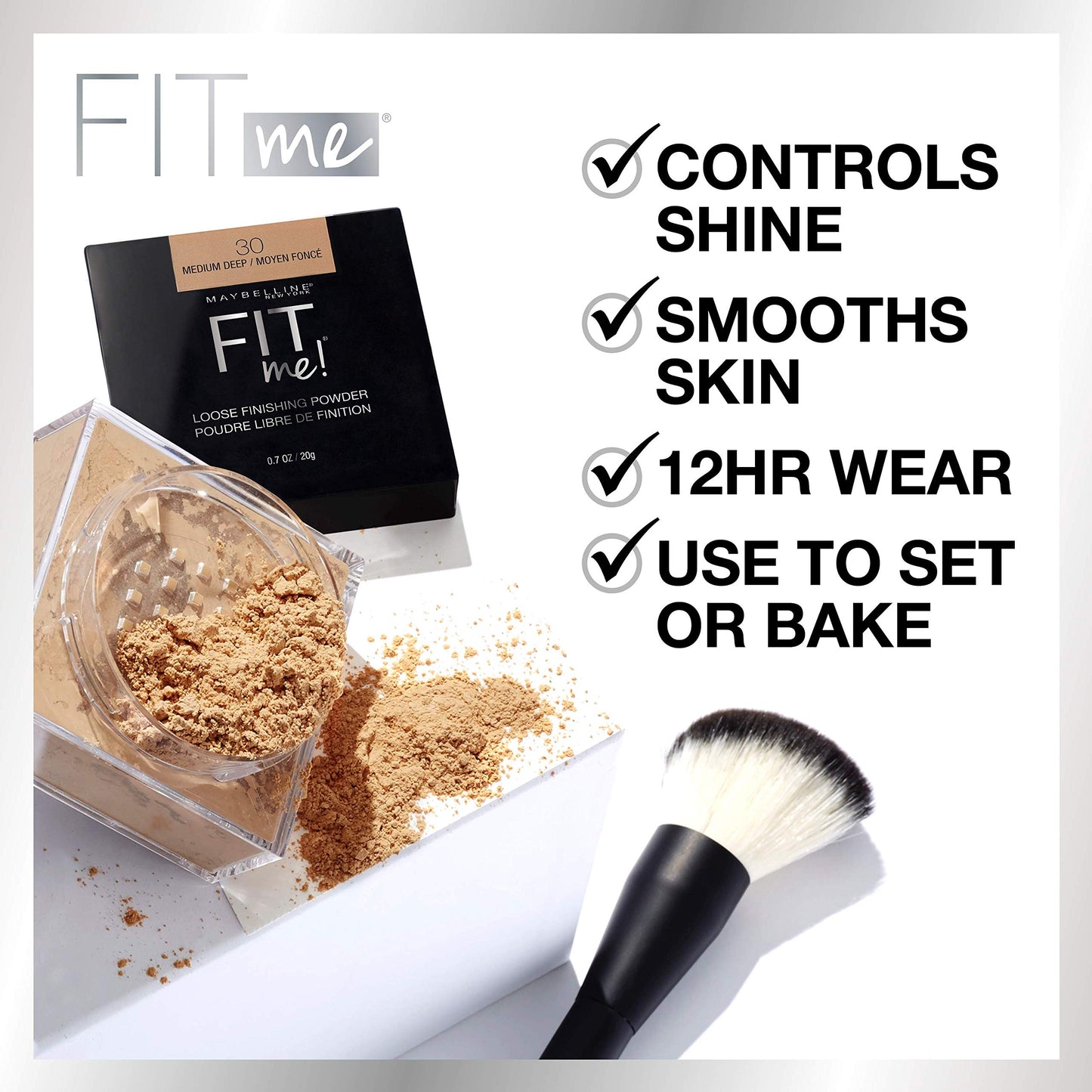 Maybelline New York Fit Me Loose Finishing Powder, Dark, 0.7 Ounce