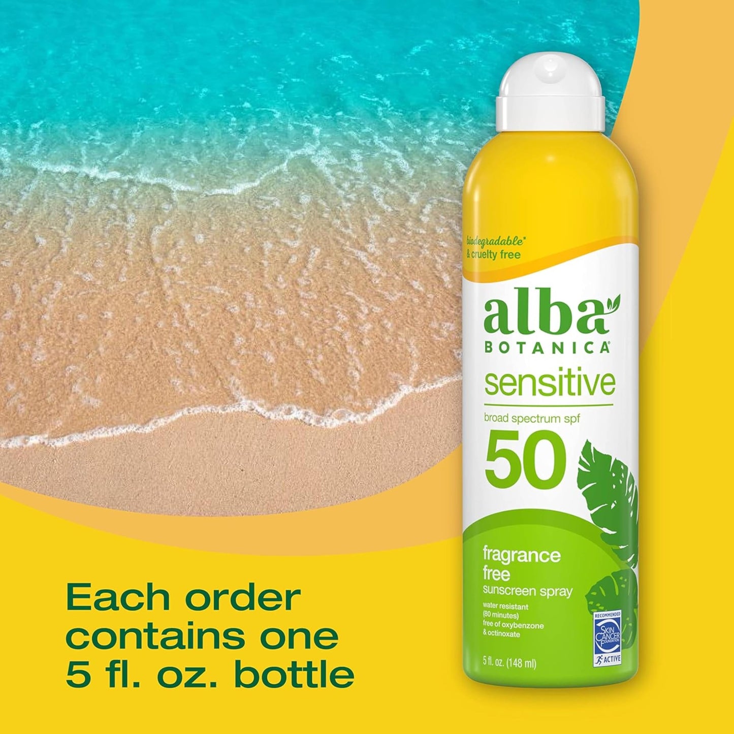 Alba Botanica Spf50 Sunscreen 6 Ounce Clear Spray Fragrance Fre (177ml) (2 Pack)