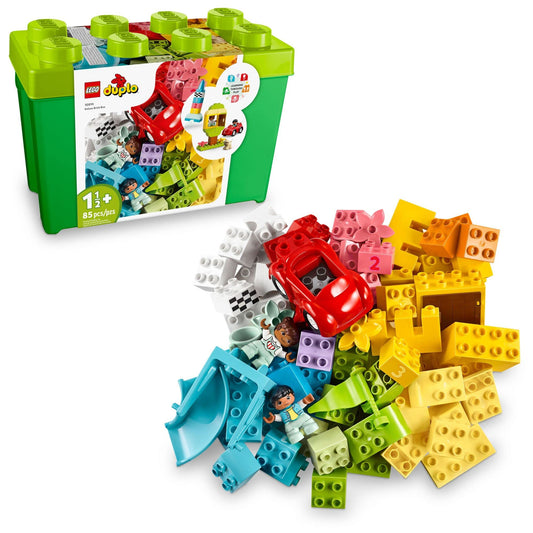 LEGO DUPLO Deluxe Brick Box 10914 Starter Set, Storage Box with Bricks, Figures, Dog & Car, Creative Learning Toy for Toddlers 18+ Months