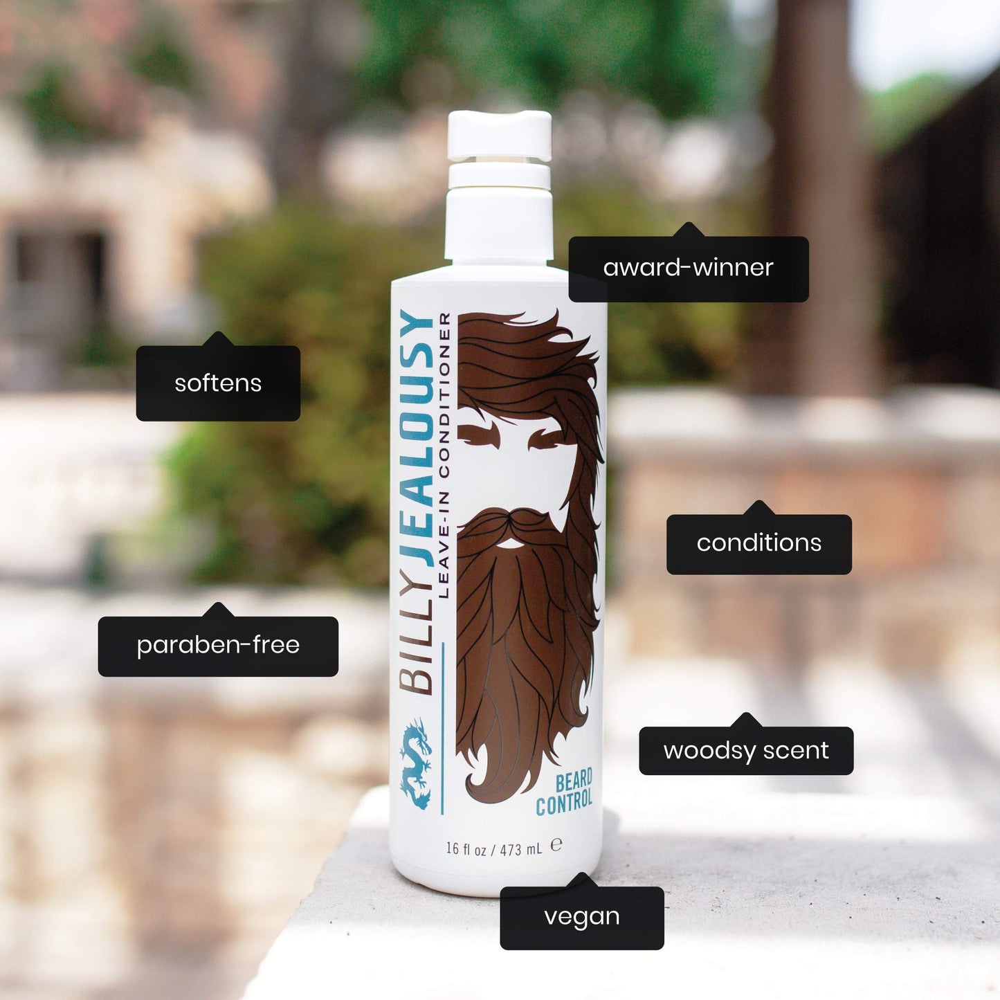 Billy Jealousy Beard Control Leave In Beard Conditioner for Men with Aloe Leaf Juice and Jojoba Seed Oil, Softens Hair and Skin, Light Hold with Matte