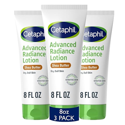 Cetaphil Body Lotion, Advanced Radiance Lotion with Shea Butter for Dry, Sensitive Skin, 8 oz Pack of 3, Fragrance Free, Hypoallergenic