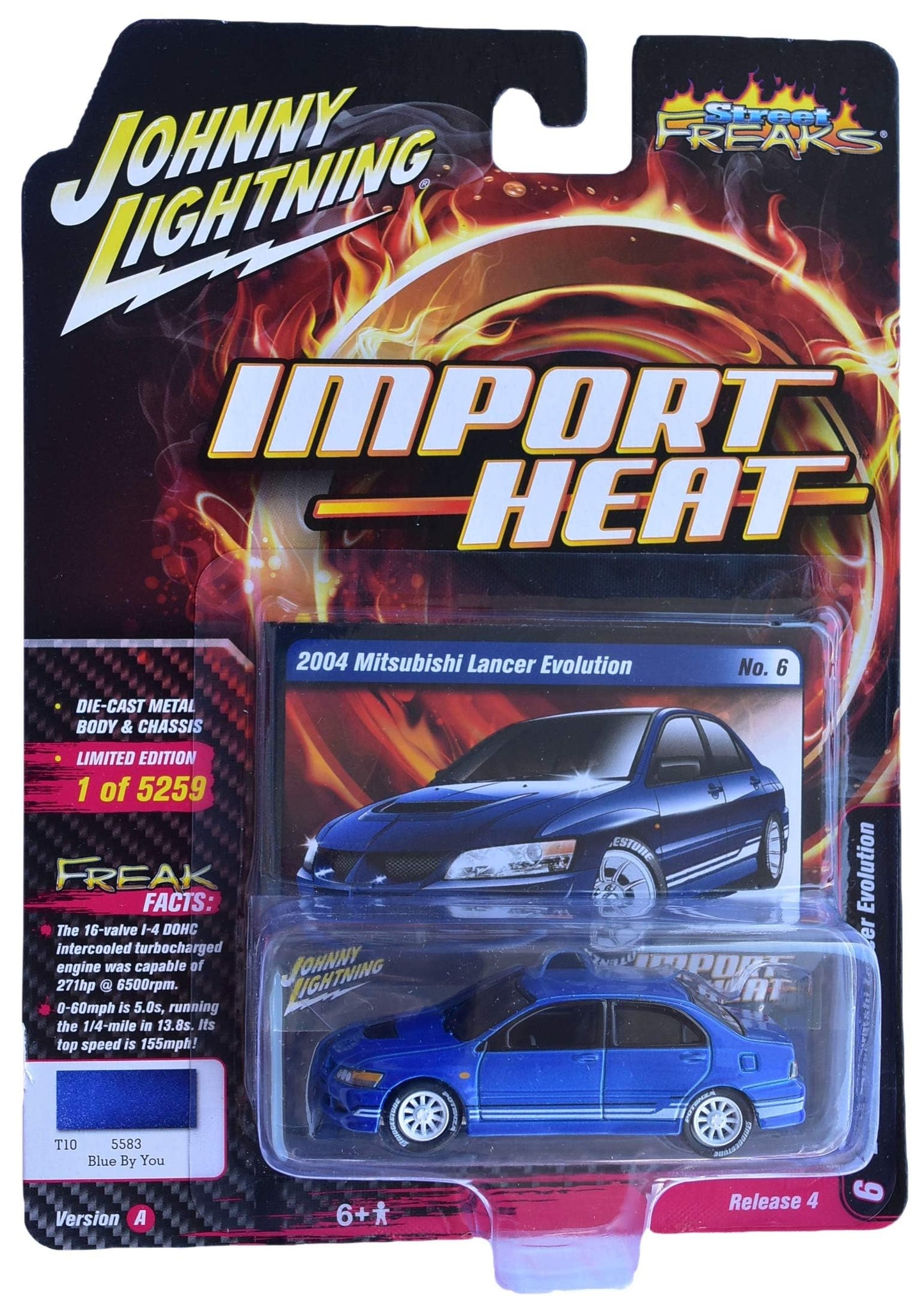 Johnny Lightning 2004 Mitsubishi Lancer Evolution, Import Heat [Blue]