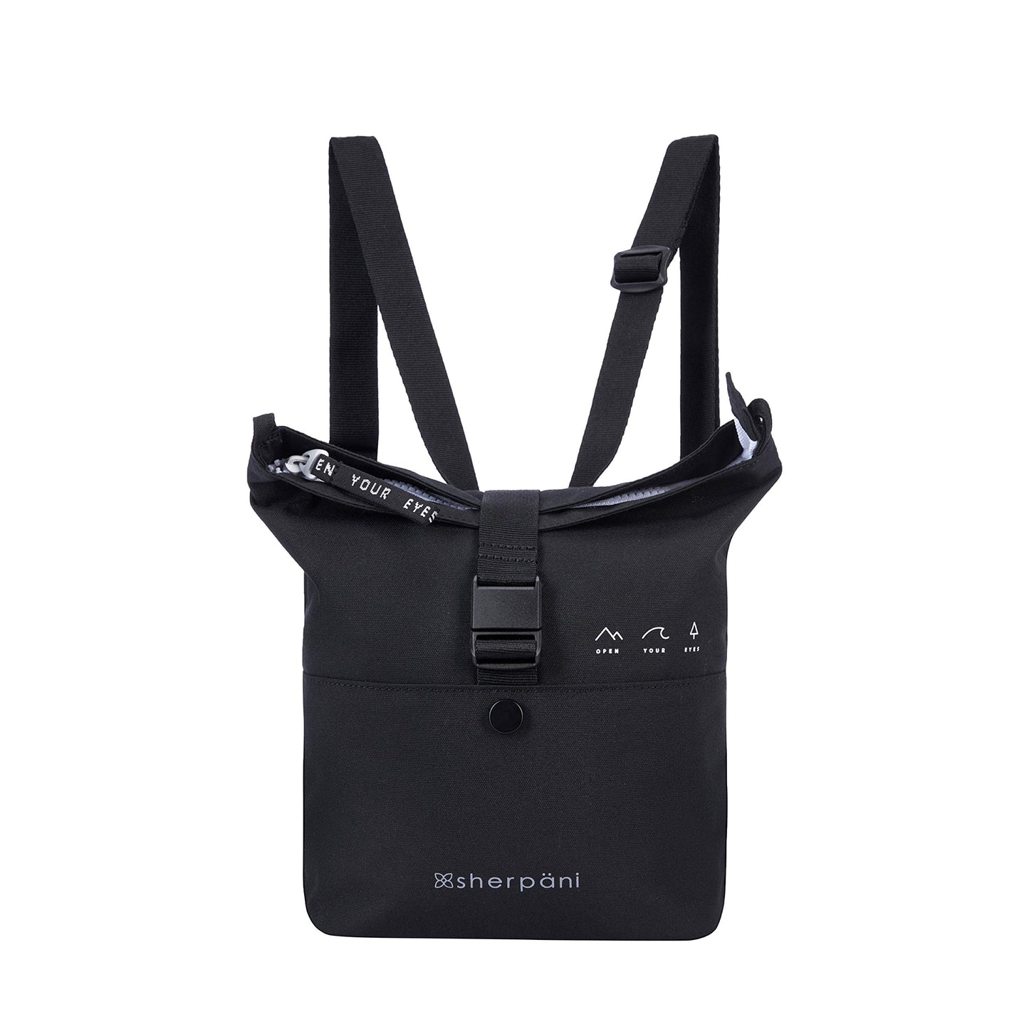 Sherpani Eiko, Mini Backpack with Coin Purse, Convertible Backpack, Small Crossbody Bag (Black)