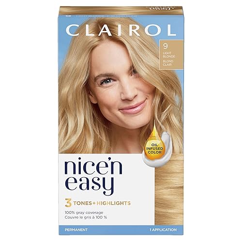 Clairol Nice'n Easy Permanent Hair Dye, 9 Light Blonde Hair Color, Pack of 1