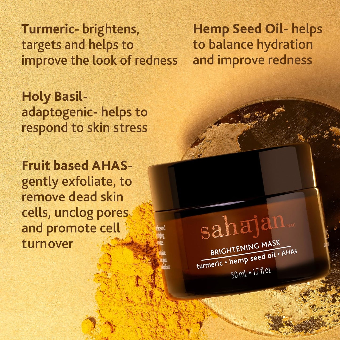 Sahajan the Science of Intuition Brightening Face Mask with Tumeric and Hemp Seed Oil 50ml 1.7 fl oz