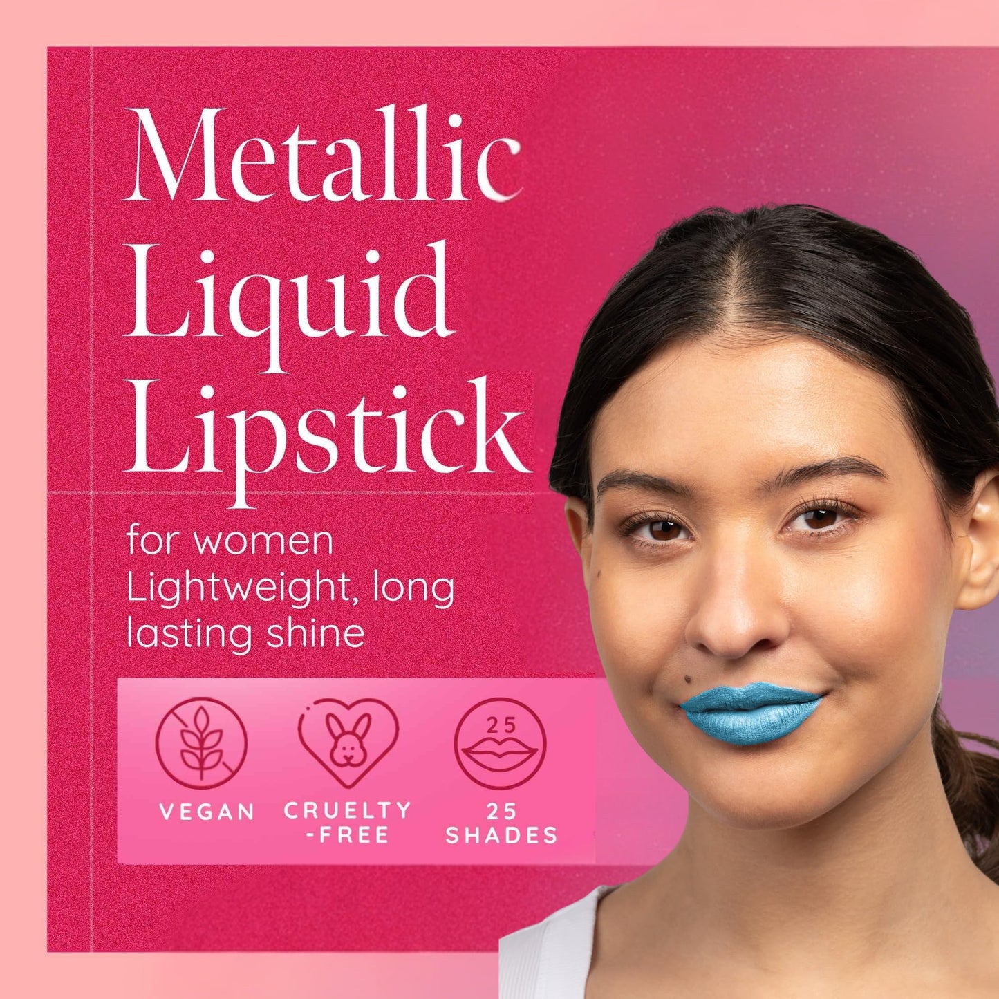 Aromi Metallic Liquid Lipstick | Smudge and Transfer Proof, Bright Blue Lip Color with Shimmery Finish, Vegan, Cruelty-free, Long Wear, Paraben