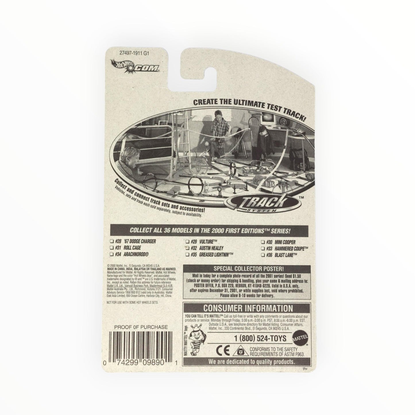 Hot Wheels 2001 Blast Lane (Motorcycle) #96, Orange (First Edition)