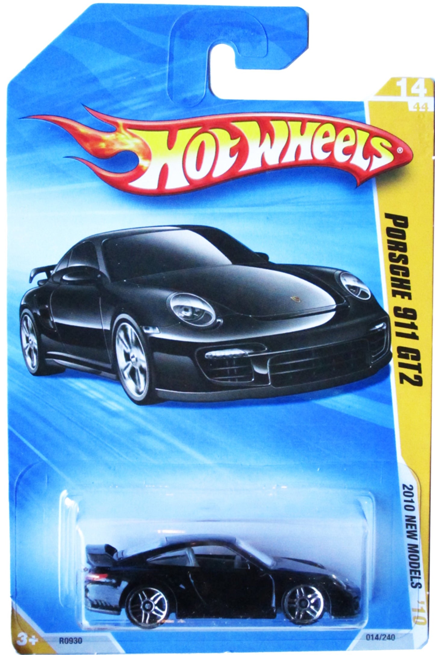 Hot Wheels 2010 Porsche 911 GT2 New Models BLACK #014 (LONG CARD VERSION)