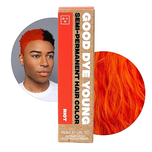 Good Dye Young Streaks and Strands Semi Permanent Hair Dye (Riot Orange) - UV Protective Temporary Hair Color Lasts 15-24+ Washes - Conditioning