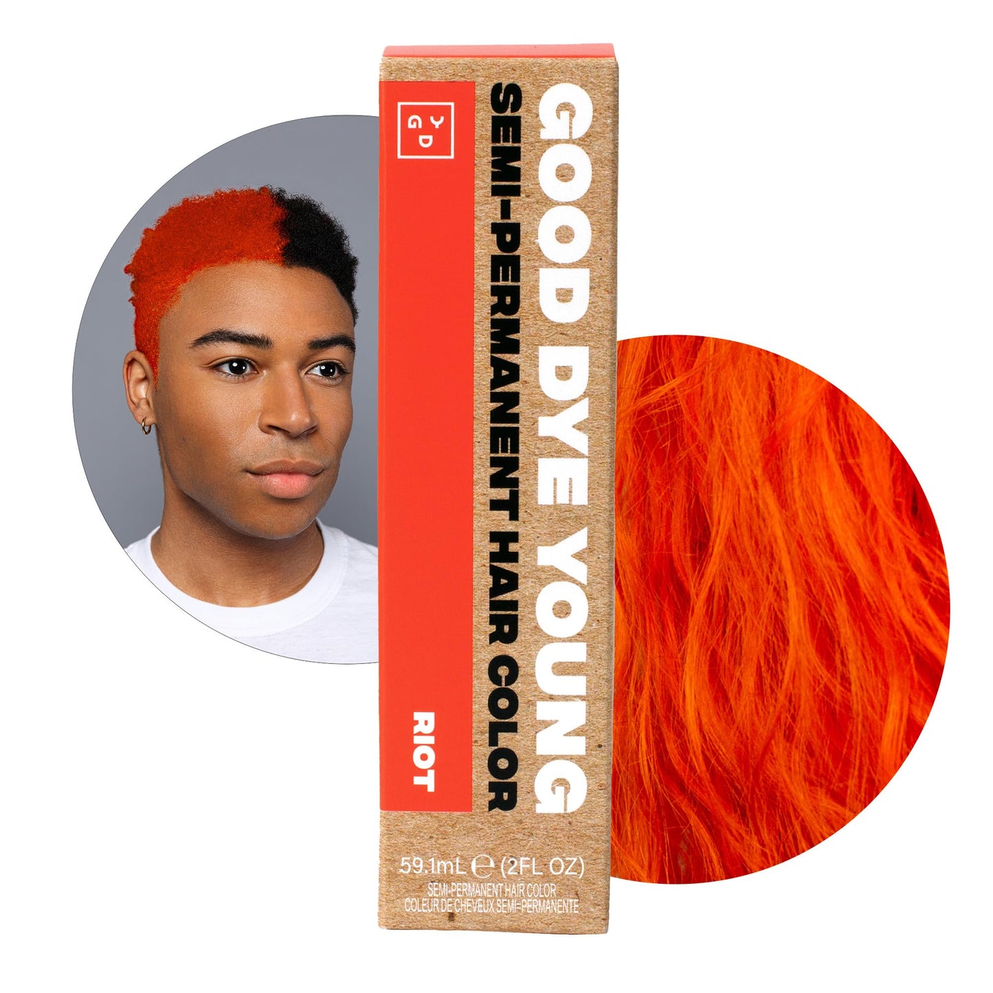 Good Dye Young Streaks and Strands Semi Permanent Hair Dye (Riot Orange) - UV Protective Temporary Hair Color Lasts 15-24+ Washes - Conditioning