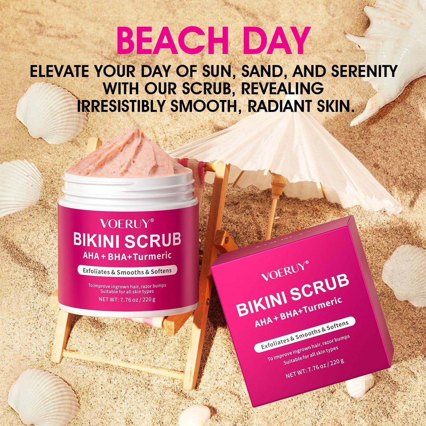 Bikini Area Exfoliator with 10% AHA+BHA & Turmeric, Ingrown Hair & Razor Bumps for Bikini Underarm Area, Skin Moisturizing, Smoothing, Even Skin Tone Beauty and Personal Care VOERUY