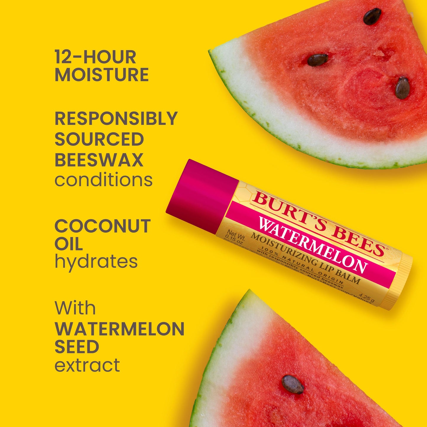 Burt's Bees Bee Mine Lip Balm Gift Set, Strawberry, Dragonfruit Lemon, Pomegranate and Watermelon, 4 Personalized Lip Balms, Pack May Vary