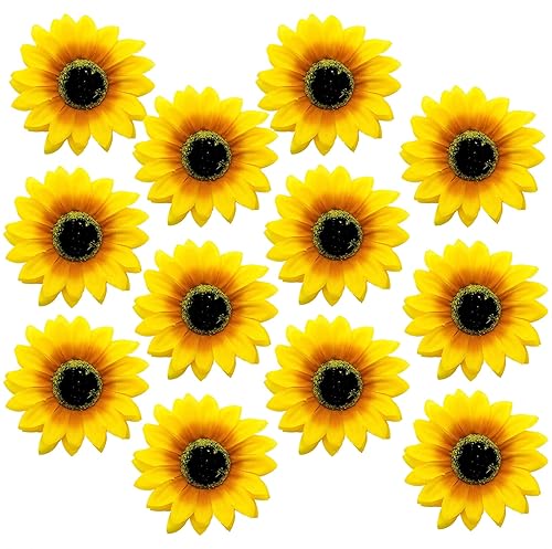 AUEAR, 12 Pack Sunflower Alligator Clips Duckbill Hair Flower Barrettes Styling Accessories for Women Beach Summer Party