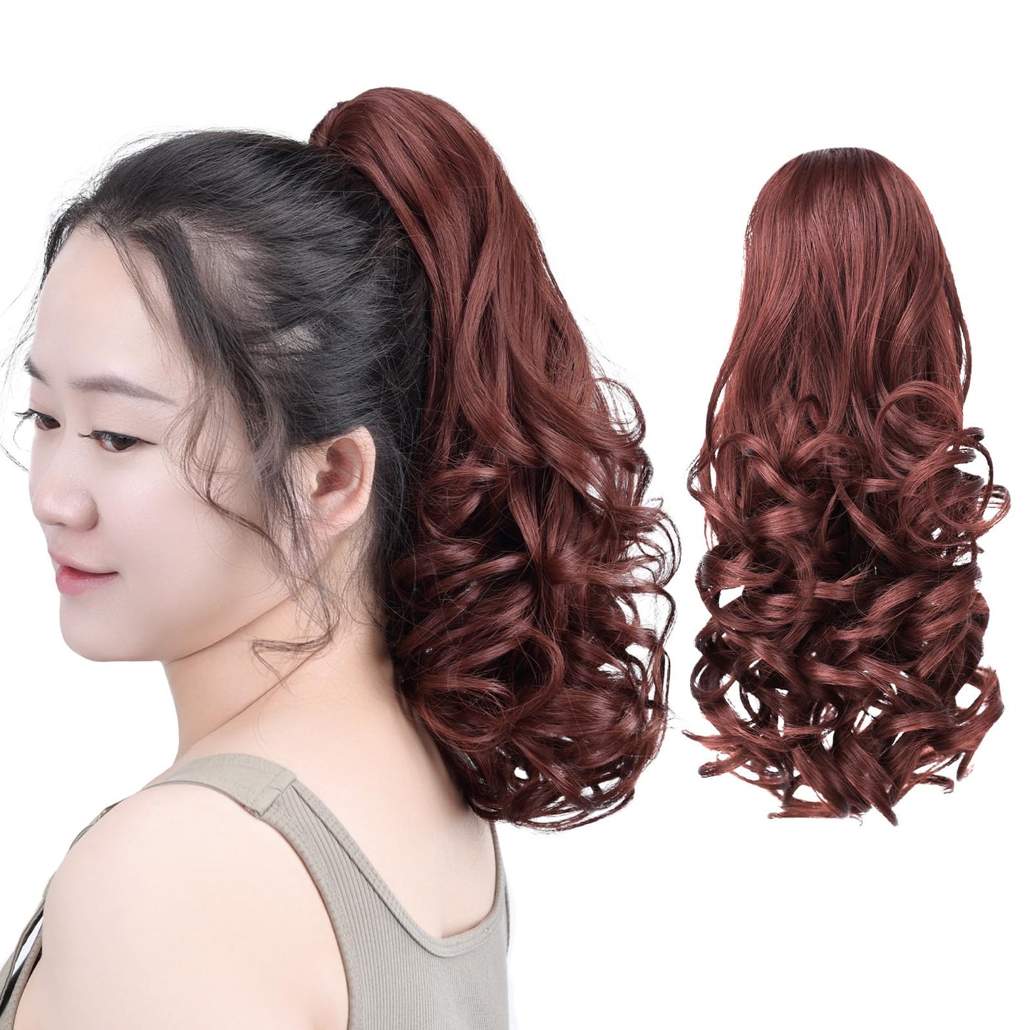 SYXLCYGG Clip Ponytail Blonde Claw Clip Pony Tails Extension Wavy 14" 4.3 OZ Synthetic Like Real Hair Fake Hair pieces Women Easy To Use Yaki Fluffy
