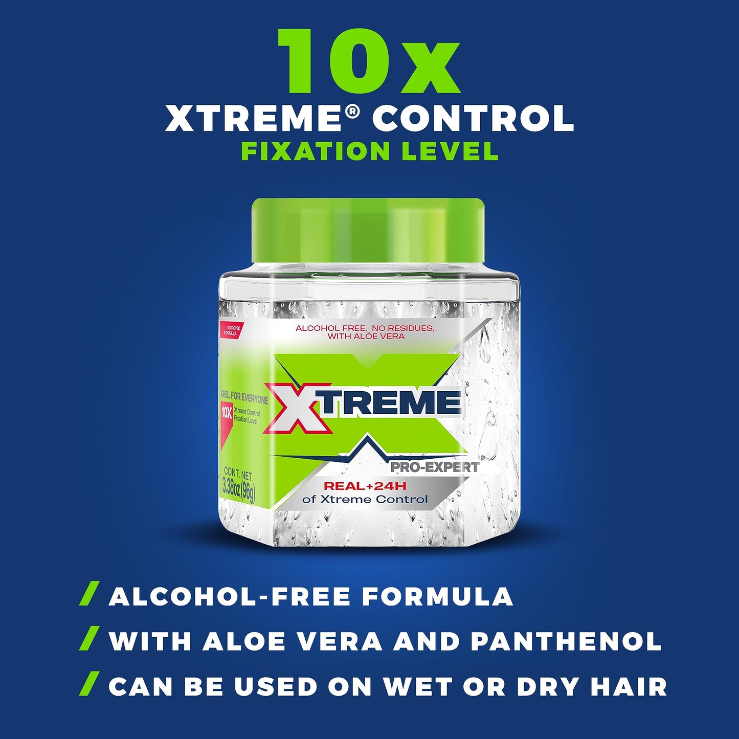 Xtreme Pro-Expert Clear Styling Hair Gel, Alcohol Free 24-Hours Xtreme Control With Aloe Vera, 8.8 Oz Jar (Pack of 3)