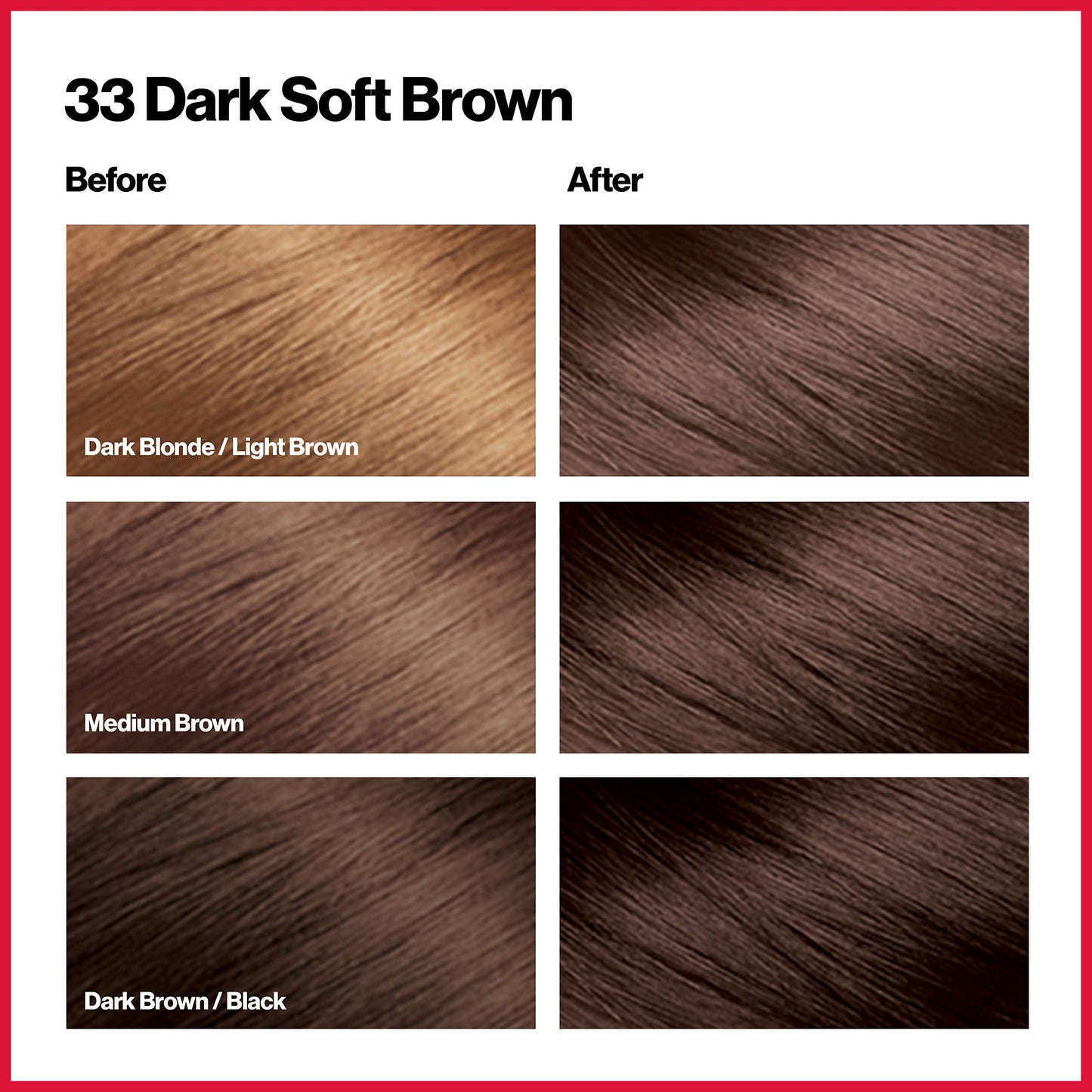 Revlon Permanent Hair Color, Permanent Hair Dye, Colorsilk with 100% Gray Coverage, Ammonia-Free, Keratin and Amino Acids, 33 Dark Soft Brown, 4.4 Oz