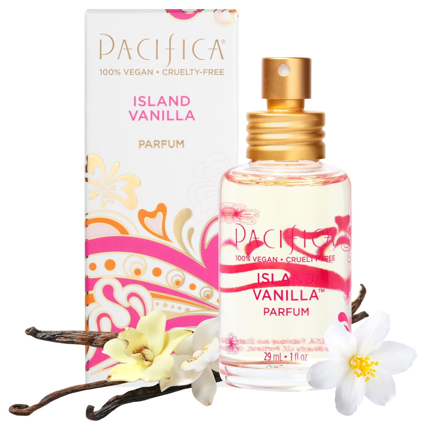 Pacifica Island Vanilla Perfume - Clean Vanilla Fragrance for Women - Warm Tropical Aroma - Long-Lasting Clean Beauty Non Toxic Scent, Vegan