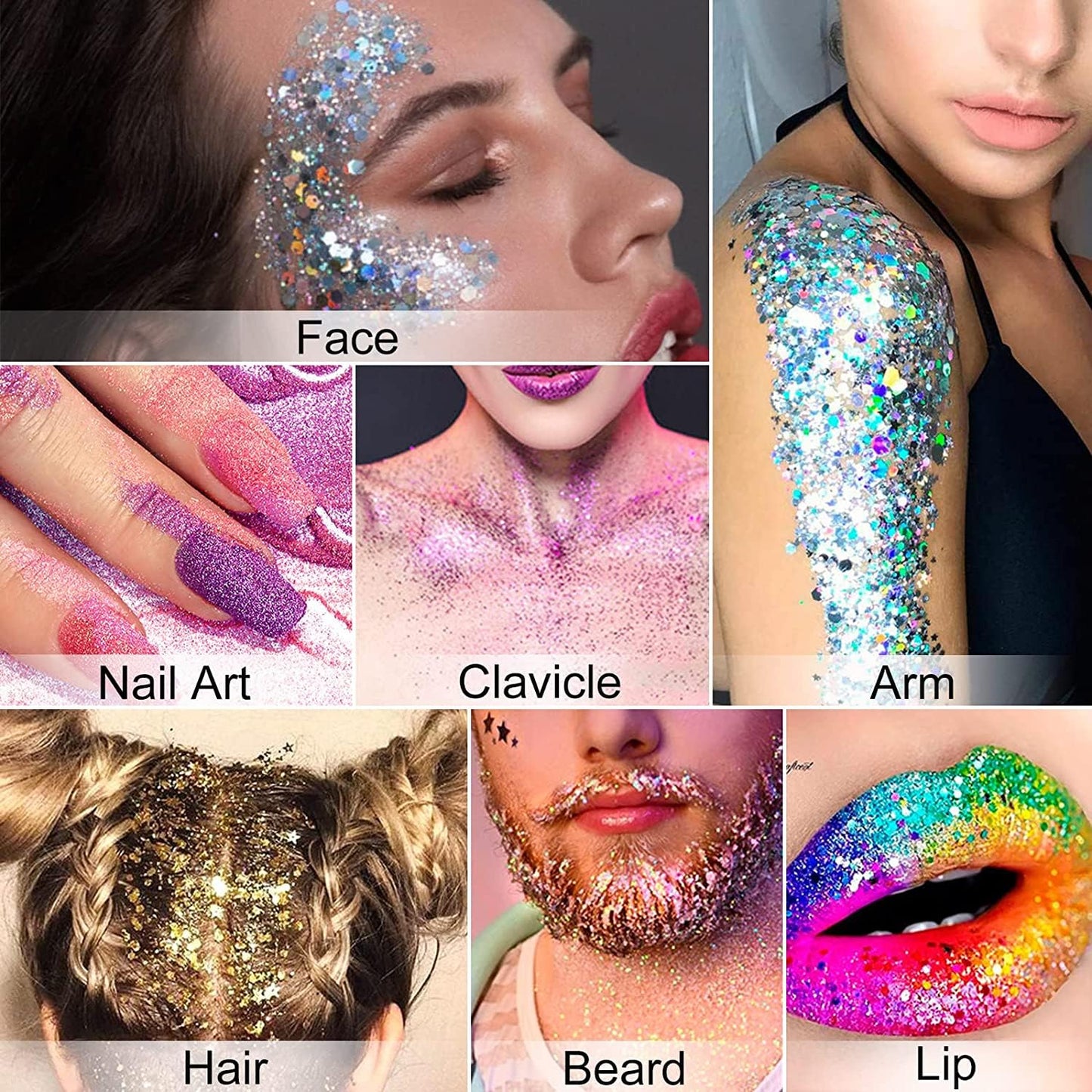 Mermaid Sequins Body Glitter Gel for Face,Shimmer Liquid Eyeshadow Holographic Glitter Body Gel Festival Glitter Cosmetic Face Skin Hair Nails Makeup