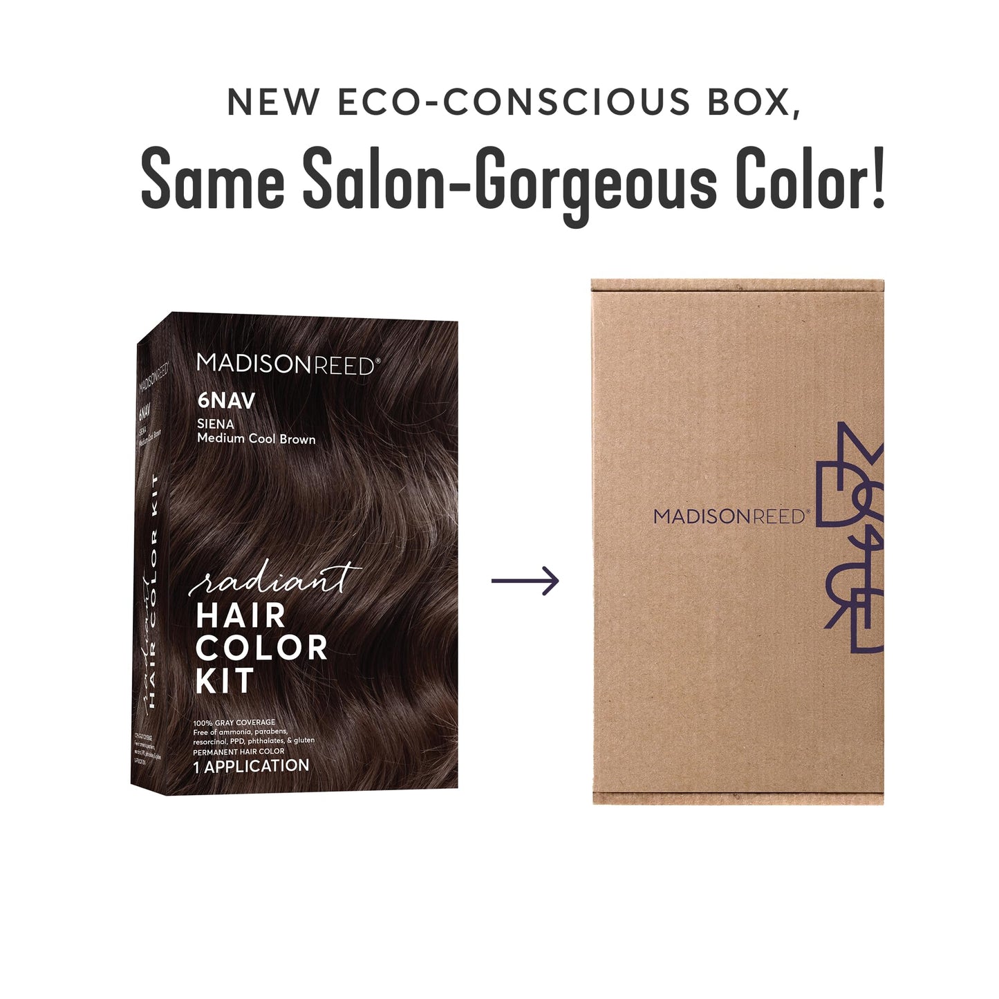 Madison Reed Radiant Hair Color Kit - 6NAV Medium Cool Brown (Siena Brown), Dimensional Gray Hair Blending Permanent Hair Dye, PPD-Free
