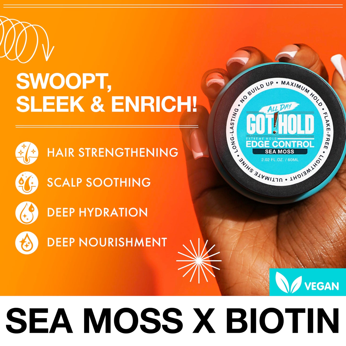 ALL DAY GOT HOLD Extreme hold Sea moss Edge Control 3.37 fl.oz/100ml