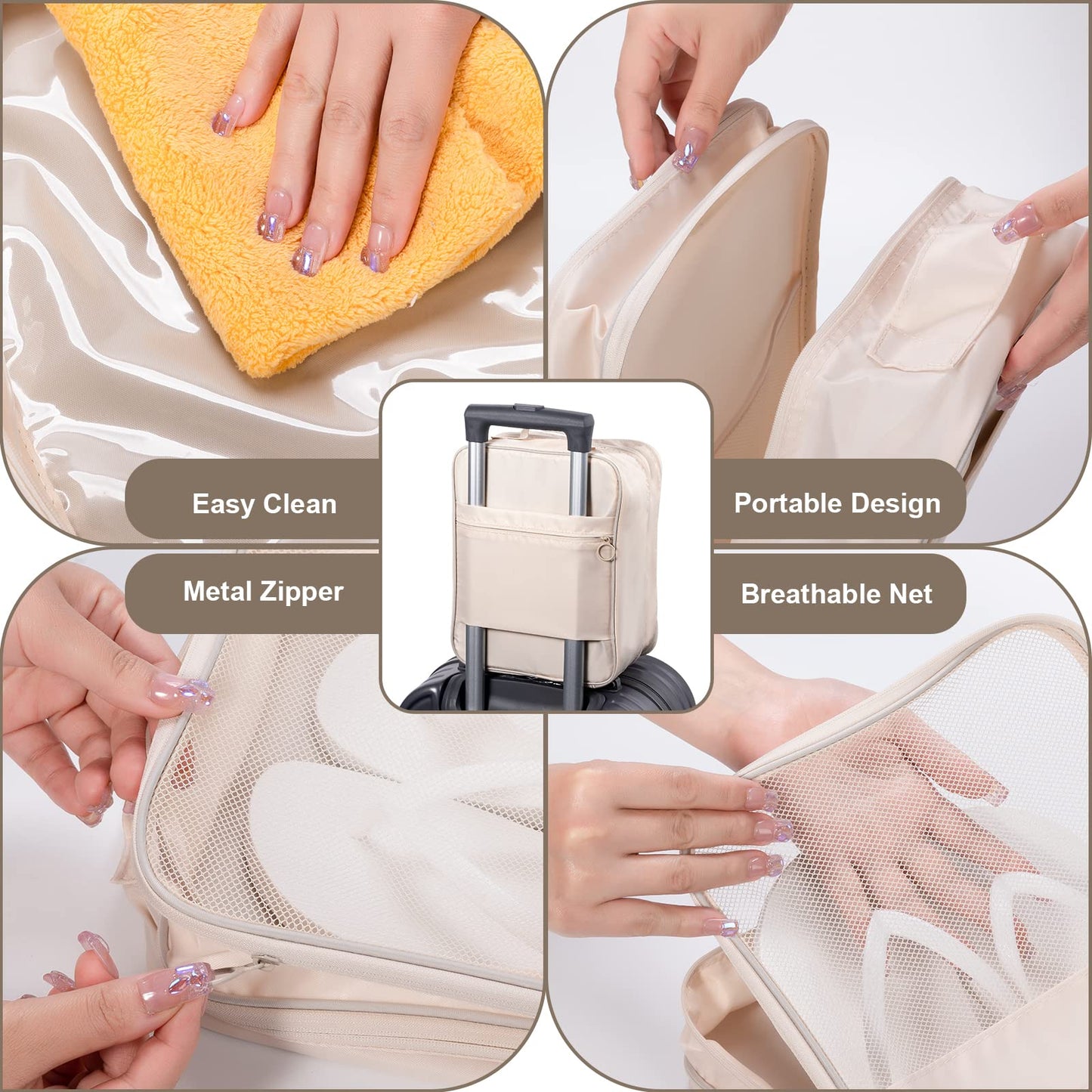 Eneteck Shoe Bags – Holds 3 Pairs, Travel Shoe Organizer for Carry-On Luggage & Flying Essentials