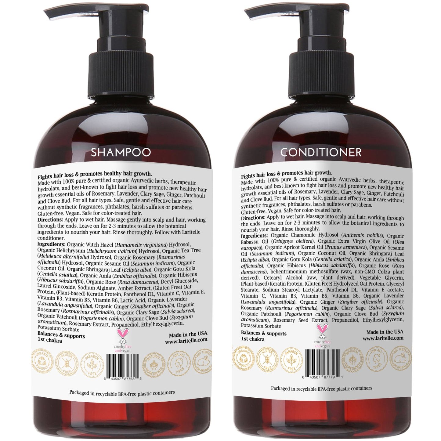 Laritelle Organic Hair Care Set Fertile Roots | Fortifying, Strengthening & Rejuvenating | Prevents Hair Thinning and Shedding, Promotes New Hair