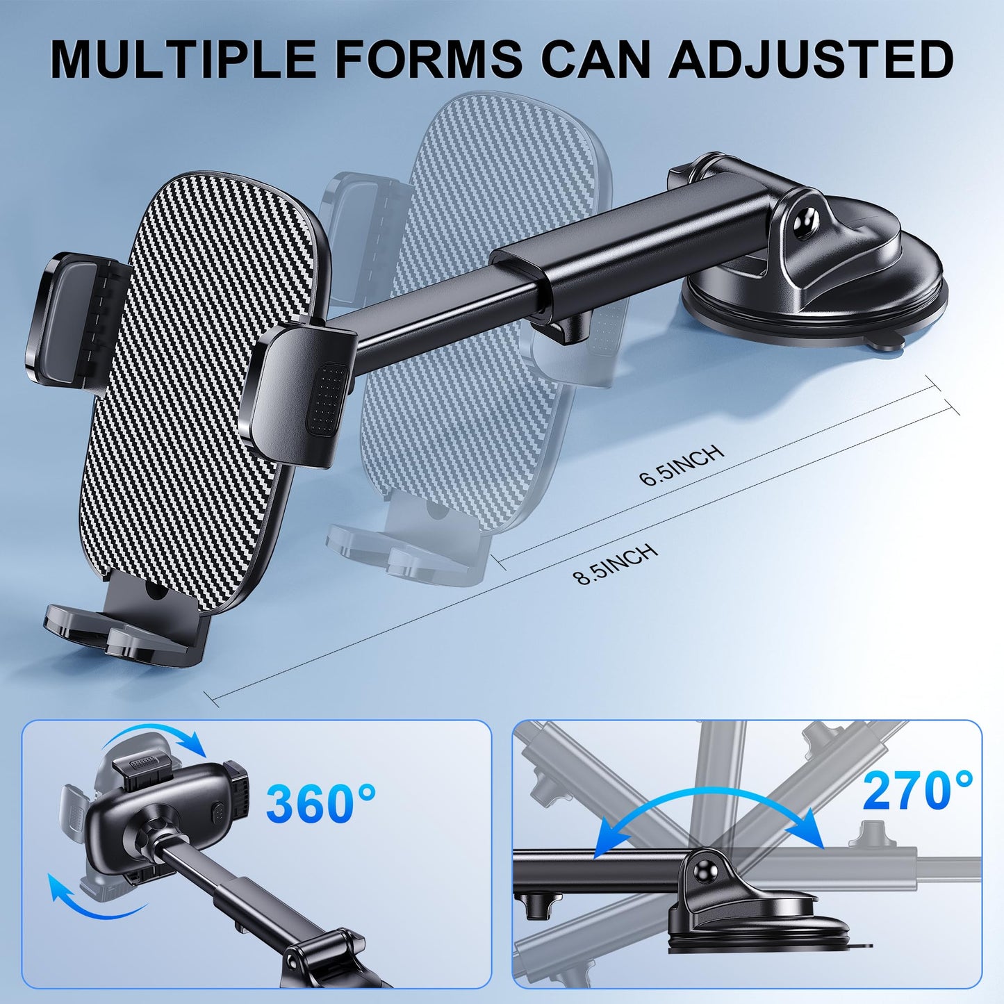 GUWEZ Phone Holder Car Mount for iPhone [Powerful Suction] Phone Mount for Car Dashboard Windshield Air Vent Universal Accessories [Thick Cases…