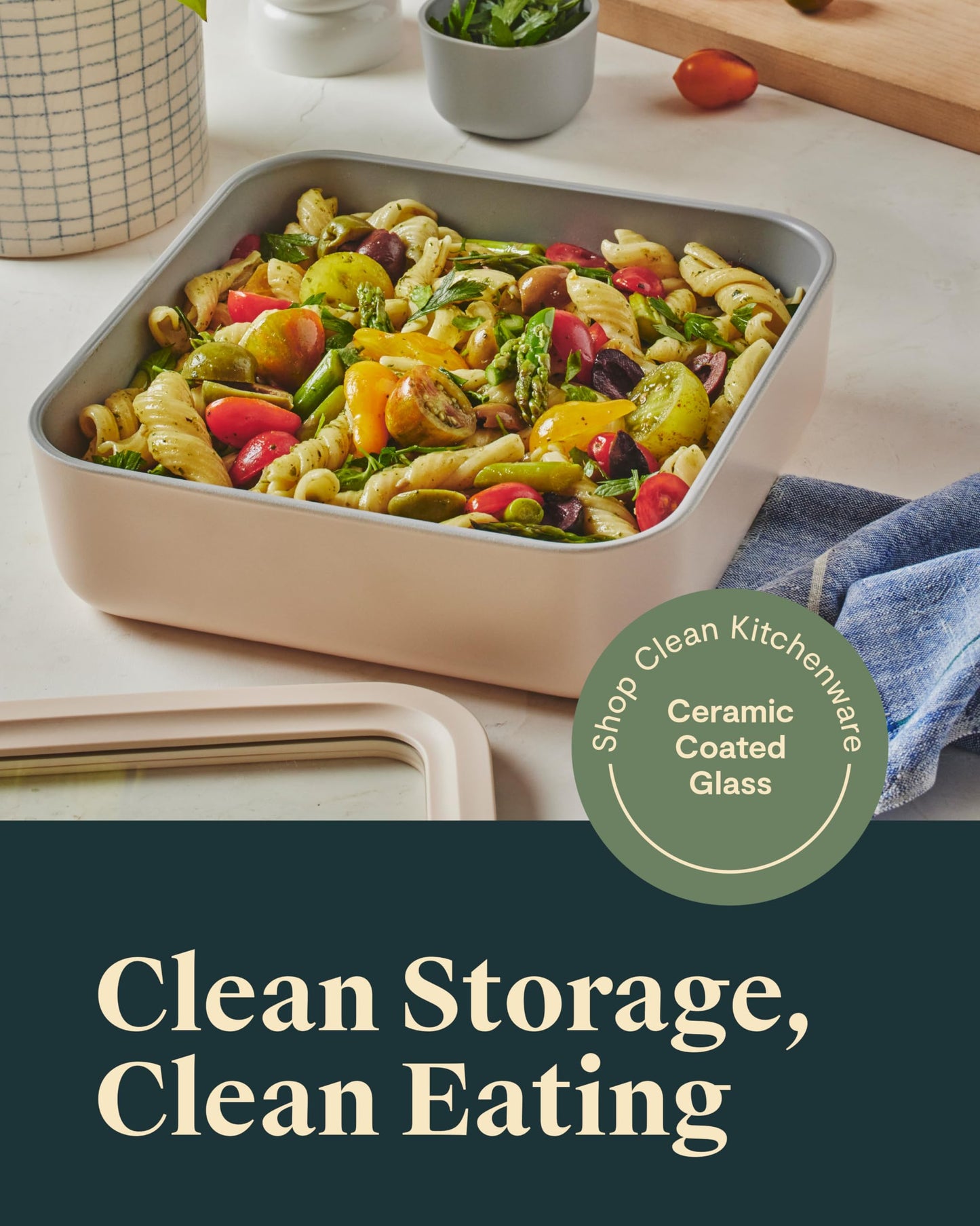 Caraway Glass Food Storage - 10 Cup Glass Container - Ceramic Coated Food Container - Non Stick Lunch Box with Lids - Dishwasher, Oven, & Microwave…