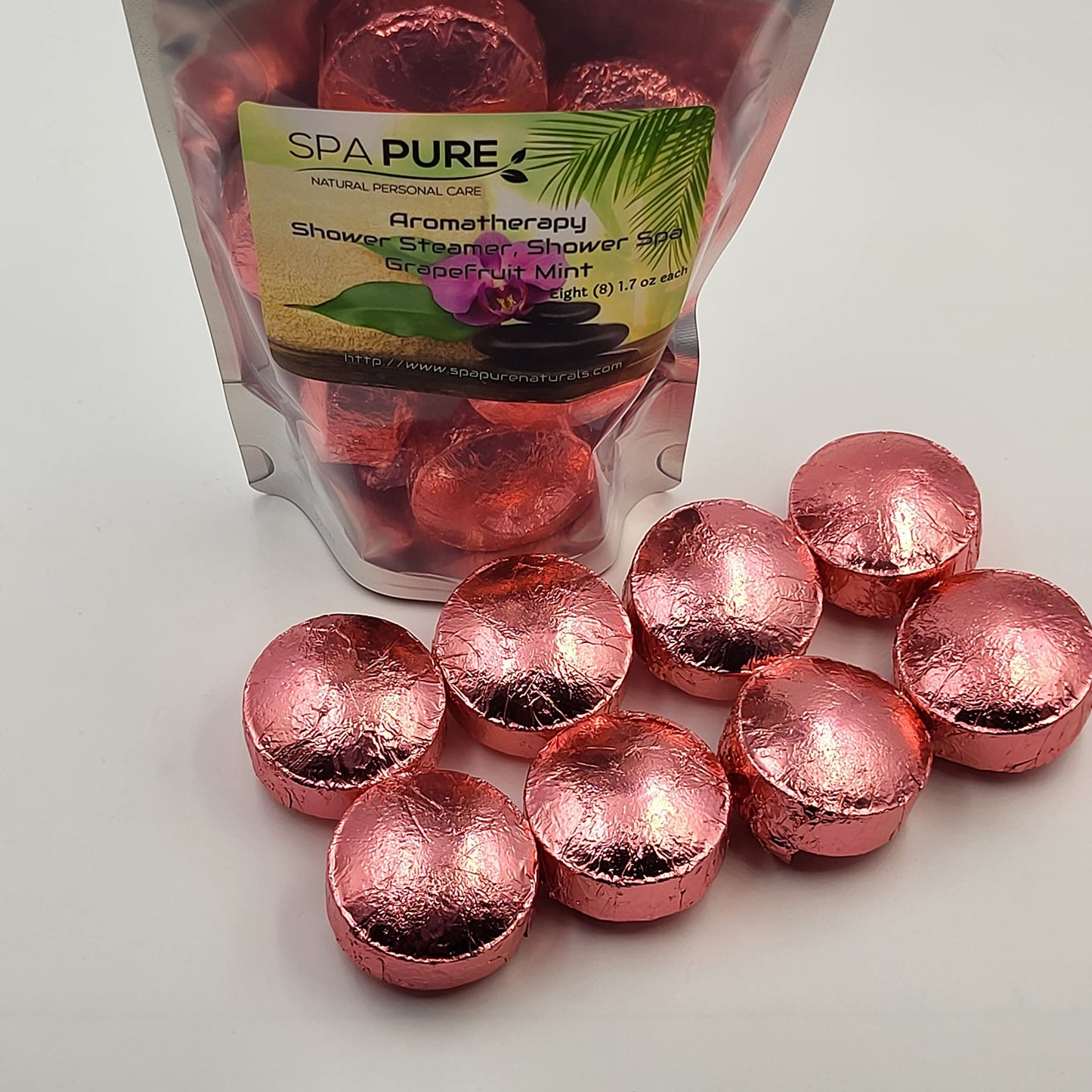 Grapefruit Mint Aromatherapy Shower Bombs: USA Made with 100% Natural/Organic Essential Oils - Transform Your Shower (8 Count) Pack of 1