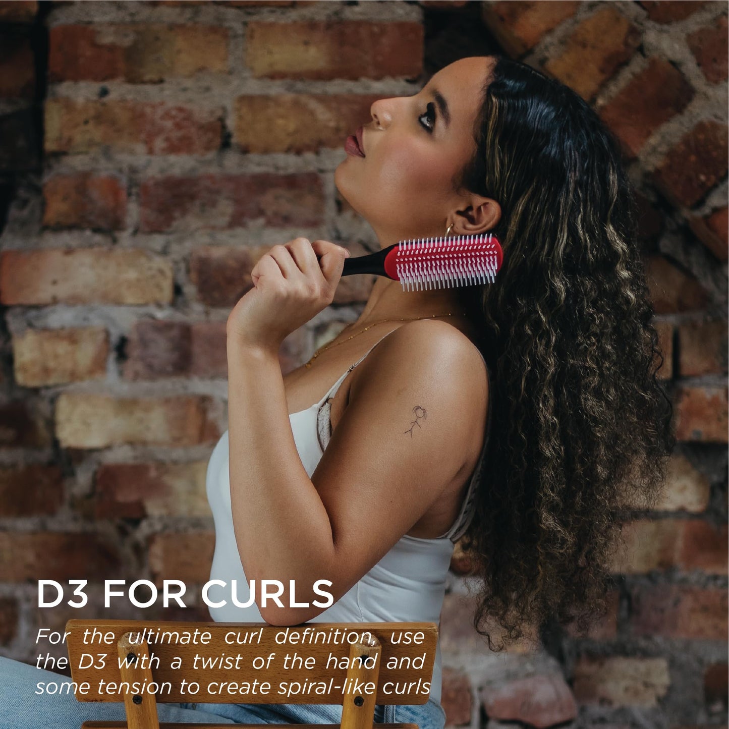 Denman Curly Hair Brush D3 (Black & Red) 7 Row Styling Brush for Detangling, Separating, Shaping and Defining Curls - For Women and Men Beauty and Personal Care Denman