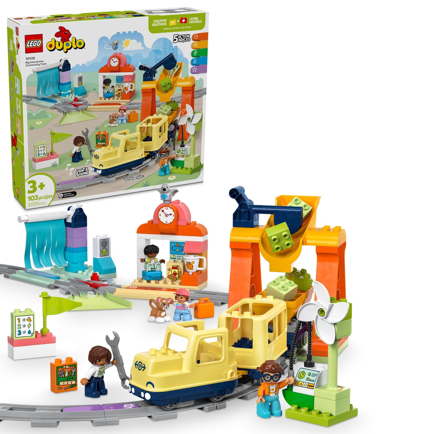 LEGO DUPLO Town Big Interactive Community Train Set - Learning Toddler Train Toy Playset for Boys and Girls, Ages 3+ - Gift Idea for Birthdays and…