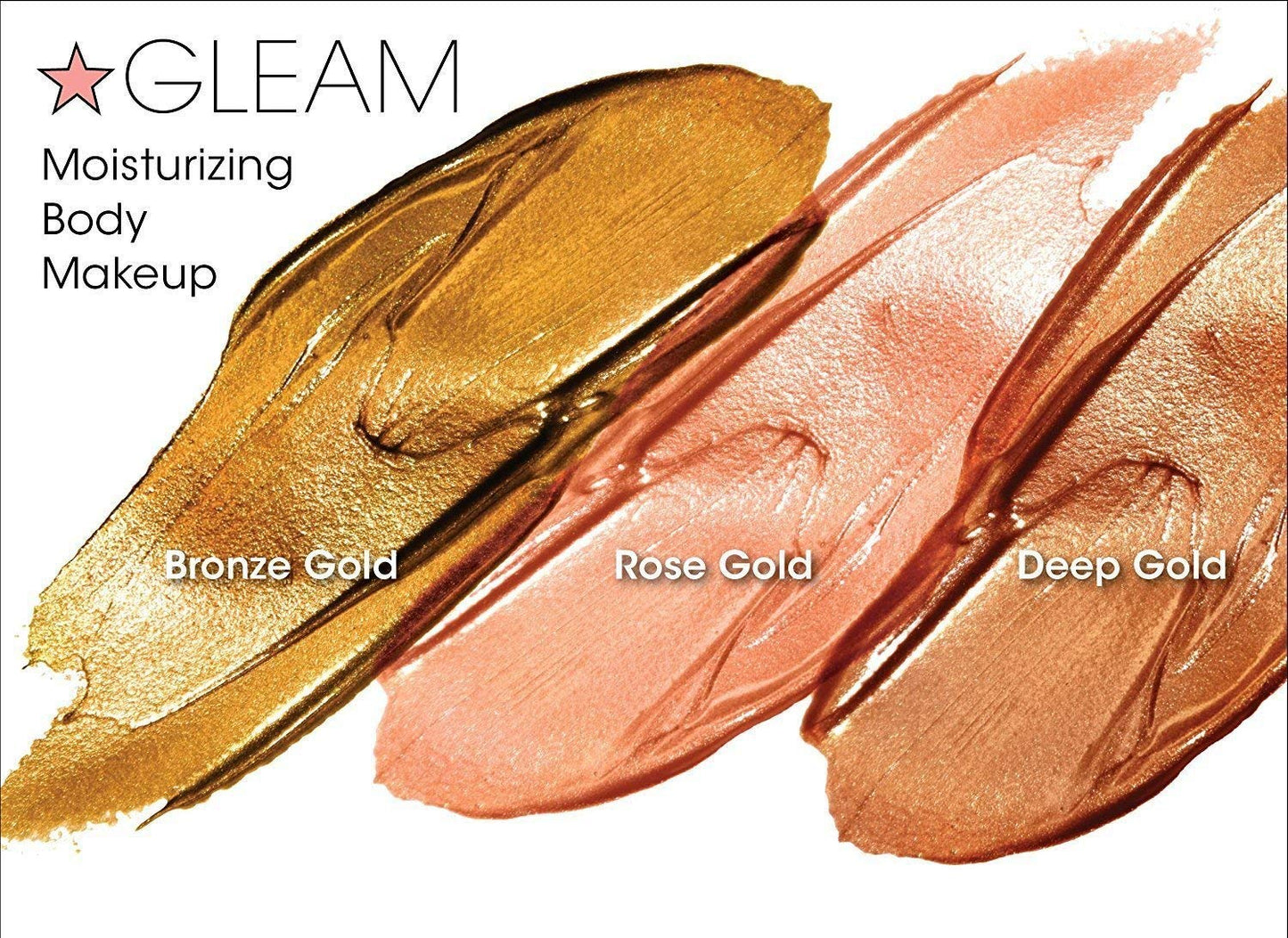 Melanie Mills Hollywood Mini Moisturizing Body Makeup Gleam on the Go Kit - Rose Gold, Bronze Gold, Deep Gold, 1 fl.oz. each