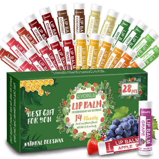 Yopela 28 Pack Natural Lip Balm Bulk with Vitamin E and Coconut Oil - Moisturizing, Soothing, and Repairing Dry and Chapped Lips Valentine's Gift - 14 Beauty and Personal Care Yopela