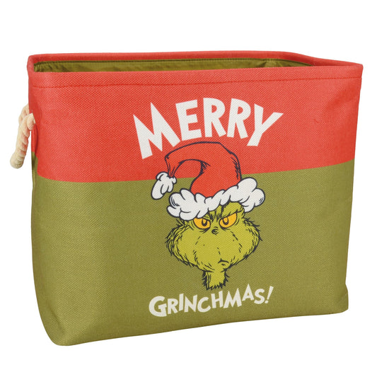 Department 56 Snowpinions Dr. Seuss Merry Grinchmas Gift Tote Storage Bin, 17 by 14 Inch, Multicolor